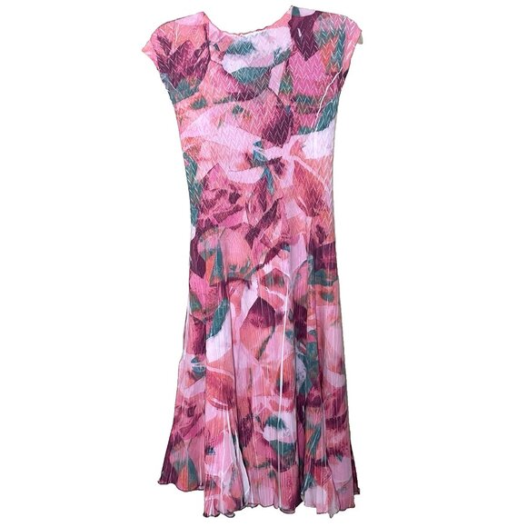 Komarov Dress XL Crikled Abstract Print Waist Ties Pockets V-neck Party Event - Picture 2 of 11